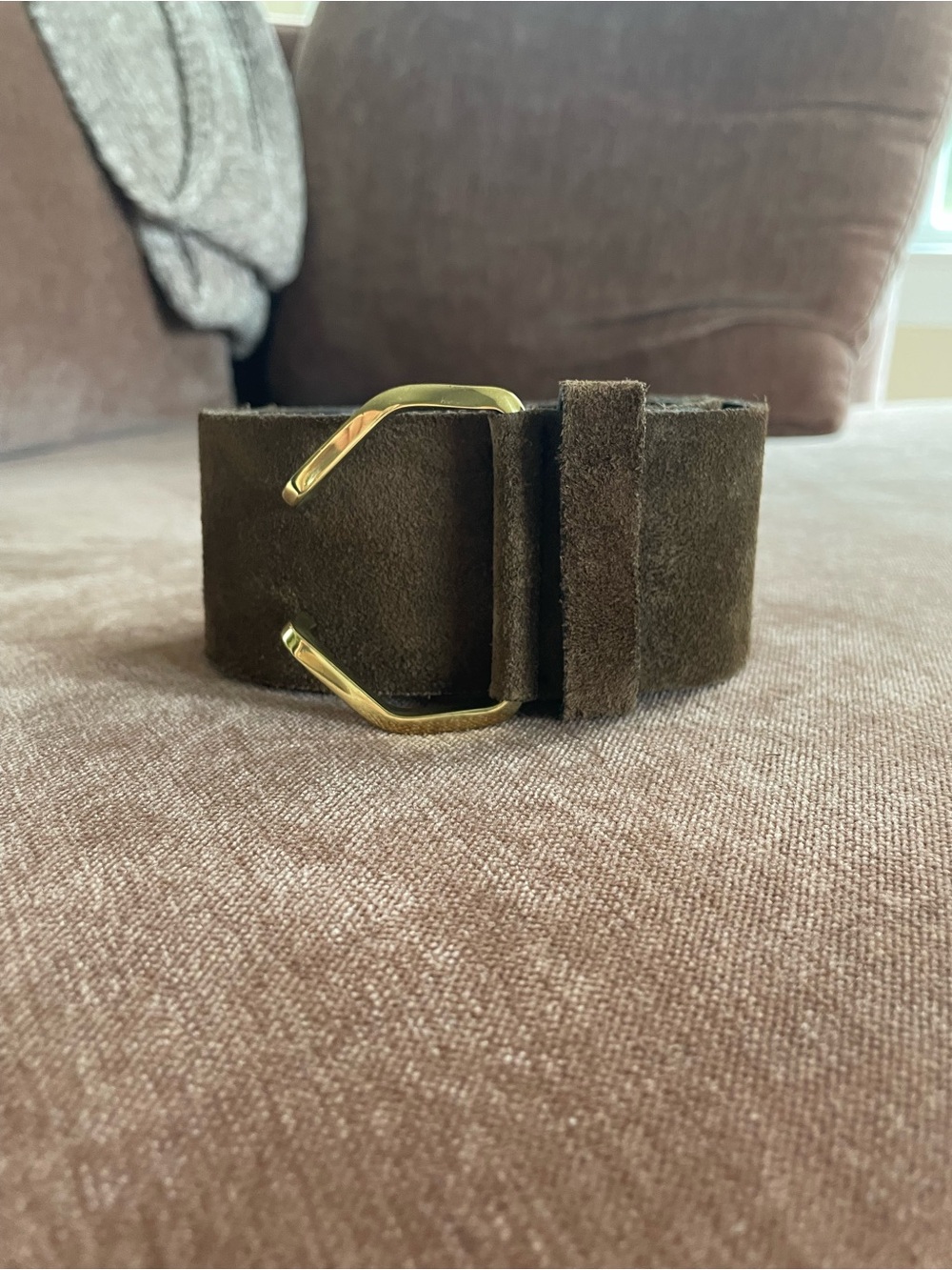 Vintage Miss Dior Brown Suede Belt with gold hardware, size 40, medium